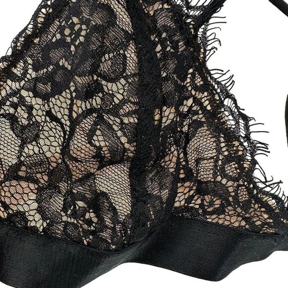 Express One Eleven Bralette Black Lace Strappy Caged Back Wireless Size S Sexy - Picture 5 of 7